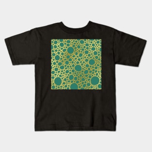 Gold Emerald Hand Drawn Geometric Jewel Tone Circles Kids T-Shirt